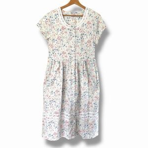 Lanz Of Salzburg Womens Vintage Floral House Dress Medium Cotton Spring Summer